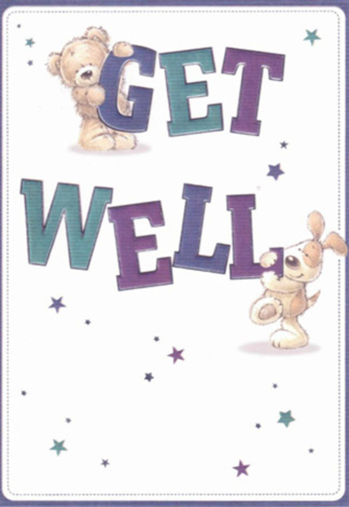 This delightful get well card evokes a spirit of uplifting care often found amidst the friendly streets and parks of Upper Norwood. In the scene, a sweet teddy bear and an exuberant puppy join forces, their soft, detailed fur softly traced to invite a sense of touch and emotional closeness. Sparkling stars, painted in whimsical bursts of blue and purple, encircle the pair, as if sending waves of heartfelt wishes through the air above Westow Park. Large, bold letters-shaded with vibrant hues of purple and aqua-anchor the design, confidently sharing a message of assurance and support. The composition's gentle lighting bathes everything in an airy freshness, reminiscent of morning light filtering through the neighbourhood's leafy canopies. Each element of the card is thoughtfully placed, much like the way arrangements from Upper Norwood Florist are prepared for neighbours needing encouragement or cheer. Altogether, the illustration radiates comfort, hopeful energy, and genuine warmth, making it an ideal companion to a bouquet sent for speedy recovery anywhere in Upper Norwood.